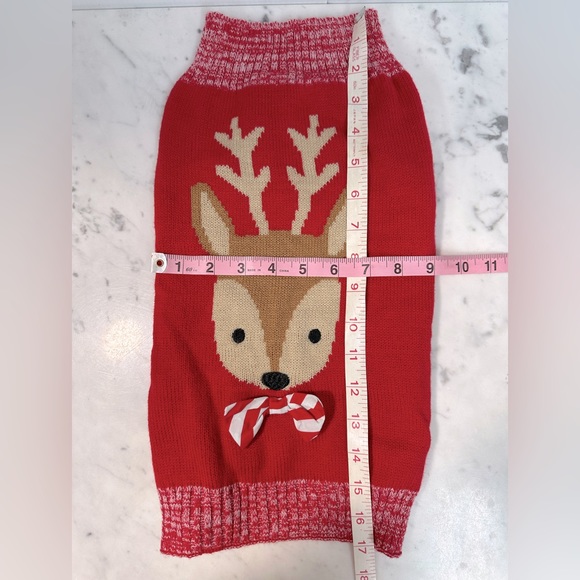 REINDEER BOWTIE Marbled Knit Sweater Dog Size Large - Picture 5 of 7